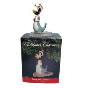 Vtg Santa's Best Christmas Ornament 1st Edition Frolicking Friends Penguin Seal